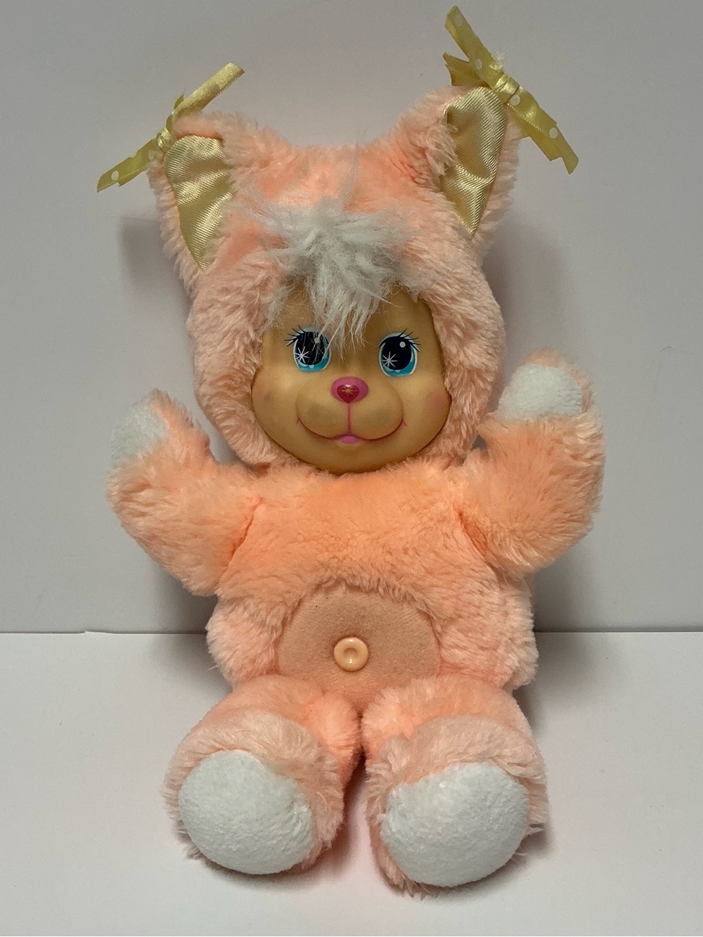 Mattel Magic Nursery Pet Bunny Peach Plush Stuffed Animal with Yellow Bows